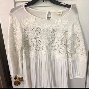 Anthropologie Deletta White Couture Lace Top